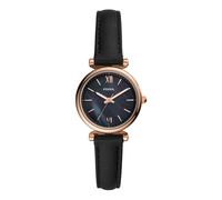 Fossil Montre Femme Carlie Mini ES4700 28 mm Quartz Analogique Cuir Noir Or/Noir