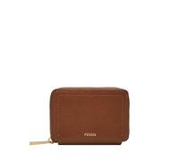 Fossil Women's Logan LiteHide™ Leather RFID Blocking Zip Around Card Case Wallet, Medium Brown (Model: SL10045200)