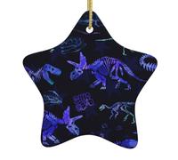 Fossiles De Dinosaures Violets Décorations Noël Ornement Porcelaine Ornements Suspendu pour Maison Magasins Fête 7.3Cm