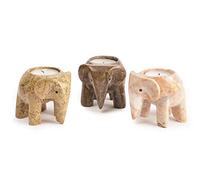 Fossilstone Collection Photophore en marbre Motif éléphant