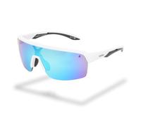 Foster Grant IRONMAN Rover lunettes de soleil homme - monture shield blanche avec branches grises, verres bleus miroir, protection UV400, résistants aux rayures et aux chocs