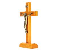 FOTABPYTI Crucifix Catholique, Decoration murale bois croix chretienne murale crucifix en bois avec base pour la maison pour le bureau pour l'église
