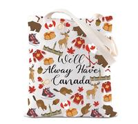 FOTAP Cadeau de voyage au Canada « We'll Always Have Canada » Sac fourre-tout Sac à main de voyage au Canada Cadeau souvenir du Canada, blanc, 14.26