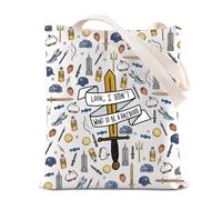 FOTAP Camp Half Blood Inspire Sac fourre-tout Percy pour fans de Mythologie grecque Look I Didn't Want To Be A Half Blood Handle Bag, blanc, 14.56INCHES