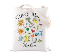 FOTAP Ciao Bella Italia Inspire Sac fourre-tout avec citation de nourriture italienne Cadeau Italie Sac à main de voyage Italie Souvenir Cadeaux, Ciao Be-lla UK, 14.56INCHES