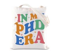 FOTAP PHD Gift In My PHD Era Sac fourre-tout avec poignée réutilisable Doctor of Philosophy, blanc, 14.26INCH