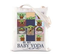 FOTAP Sac fourre-tout avec oreilles de Yoda In My Baby Yoda, cadeau idéal pour les amoureux de l'Étoile de la mort, blanc, 14.56INCHES