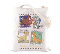 FOTAP Sac fourre-tout inspiré du film Lion de dessin animé Cadeau inspiré du film Lion Cadeau inspiré du Roi Lion Cadeau pour fan de Simba et Timon, blanc, 14.56INCHES