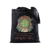 FOTAP Sac fourre-tout Seigneur Ring Merch Ring Inspire Sac à main Lord Ring Movie Fan Cadeau Hobbit Lover, Simple Life Blk UK, 14.56INCHES