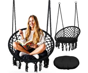 Fotel ogrodowy wiszący huśtawka BOHO czarny