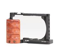 FOTGA Cage de caméra avec poignée latérale en bois pour appareil photo Sony Alpha ZV-E10, stabilisateur vidéo, cadre d'extension en alliage d'aluminium avec griffe froide 1/4"-20 3/8"-16 trou de