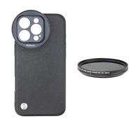 Fotga Coque de téléphone antichoc noire pour iPhone 16 Pro + filtre ND variable de 58 mm ND2-ND400