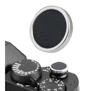 FOTGA Lot de 2 boutons de déclenchement en cuir PU souple pour appareil photo Fuji X-M5 X-T50 X100VI X-T5 X-T4 X-T3 X-T30 II X-E3, Nikon ZF DF, Leica M10 M9 M8 M7 (argent avec noir)