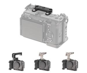 Fotga Plaque d'adaptation FX3 FX30 avec trou de 6,35 mm - 20 9,5 mm - 16 trous avec trou de localisation Arri + support sur rail OTAN pour caméra de cinéma Sony FX2 FX3 FX3A FX30 ILME-FX30 Poignée