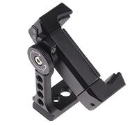 FOTGA Support de téléphone portable 360° en métal avec clip de microphone à chaussures froides pour trépied Vlog