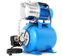 FOTING Groupe de surpression INOX : Alimentation en eau maison & jardin avec manomètre (1100 W, débit 4 600 l/h, HMT 45 m, pression max 4,5 bar, cuve 24 L, aspiration 7 m) + protection surcharge