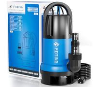 FOTING Pompe d’évacuation pour eaux chargées, Moteur 750W, 19 500 L/h, Hauteur de refoulement max : 8.5 m, Profondeur d’immersion max : 7 m, Taille particules: 30 mm, Flotteur Réglable 4 Niveaux