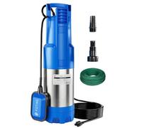 FOTING Pompe submersible à pression 4 inox, 1100 W, pompe submersible avec débit de 6800 l/h, hauteur de refoulement max. 47 m, profondeur d'immersion max. 7 m, interrupteur à flotteur intégré, pour
