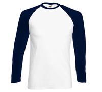 Fotl Long Sleeve Baseball Tee Top de Sport, Multicolore-Multicoloured (White/Navy), M Homme