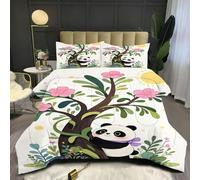 Fotmung Couette 140x200 Enfant Animal Panda, Édredon Tempérée 140 x 200 cm de Lit 1 Personne, Edredon Toutes Les Saisons en Microfibre avec 2 Taies d'oreiller 65 x 65 cm E379