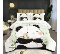 Fotmung Couette 140x200 Enfant Animal Panda, Édredon Tempérée 140 x 200 cm de Lit 1 Personne, Edredon Toutes Les Saisons en Microfibre avec 2 Taies d'oreiller 65 x 65 cm E1