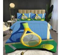 Fotmung Couette 140x200 Enfant Ballon de Tennis, Édredon Tempérée 140 x 200 cm de Lit 1 Personne, Edredon Toutes Les Saisons en Microfibre avec 2 Taies d'oreiller 65 x 65 cm E295