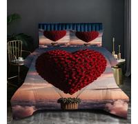 Fotmung Couette 140x200 Enfant Cœurs Colorés, Édredon Tempérée 140 x 200 cm de Lit 1 Personne, Edredon Toutes Les Saisons en Microfibre avec 2 Taies d'oreiller 65 x 65 cm L143-