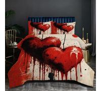 Fotmung Couette 140x200 Enfant Cœurs Colorés, Édredon Tempérée 140 x 200 cm de Lit 1 Personne, Edredon Toutes Les Saisons en Microfibre avec 2 Taies d'oreiller 65 x 65 cm L135-