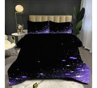 Fotmung Couette 140x200 Enfant Étoiles Violets, Édredon Tempérée 140 x 200 cm de Lit 1 Personne, Edredon Toutes Les Saisons en Microfibre avec 2 Taies d'oreiller 65 x 65 cm E301