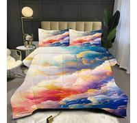 Fotmung Couette 140x200 Enfant Motif Multicolore, Édredon Tempérée 140 x 200 cm de Lit 1 Personne, Edredon Toutes Les Saisons en Microfibre avec 2 Taies d'oreiller 65 x 65 cm E113