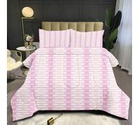 Fotmung Couette 140x200 Enfant Motif Rose, Édredon Tempérée 140 x 200 cm de Lit 1 Personne, Edredon Toutes Les Saisons en Microfibre avec 2 Taies d'oreiller 65 x 65 cm E45