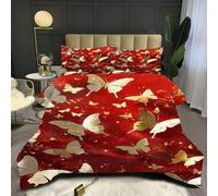 Fotmung Couette 140x200 Enfant Papillons Dorés, Édredon Tempérée 140 x 200 cm de Lit 1 Personne, Edredon Toutes Les Saisons en Microfibre avec 2 Taies d'oreiller 65 x 65 cm E319