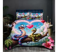 Fotmung Couette 200x200 Adulte Cœurs Colorés, 3 Pièces Parure de Lit 2 Personnes en Microfibre, Ensemble de Literie avec 1 Couette 200 x 200 et 2 Taie d'oreiller 65 x 65 cm L109-