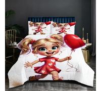 Fotmung Couette 240 x 260 cm Cœurs Colorés, Parure de lit 2 Personnes en Microfibre, Confortable Ensemble de Literie avec 1 Couette 240 x 260 cm et 2 Taie d'oreiller 65 x 65 cm L147-