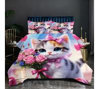 Fotmung Couette 240 x 260 cm Cœurs Colorés, Parure de lit 2 Personnes en Microfibre, Confortable Ensemble de Literie avec 1 Couette 240 x 260 cm et 2 Taie d'oreiller 65 x 65 cm L47-