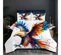 Fotmung Couette Carrée 200x200 cm Aigle Coloré, Ensemble 3 Pièces Microfibre et Coton, 4 Saisons avec 2 Taies, Cadeau Parfait pour La Maison, Douceur et Légèreté pour Tous Les Jours N234