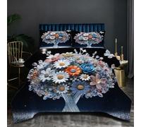 Fotmung Couette Carrée 200x200 cm Fleurs Romantiques, Ensemble 3 Pièces Microfibre et Coton, 4 Saisons avec 2 Taies, Cadeau Parfait pour La Maison, Douceur et Légèreté pour Tous Les Jours L324-