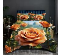 Fotmung Couette Carrée 200x200 cm Fleurs Romantiques, Ensemble 3 Pièces Microfibre et Coton, 4 Saisons avec 2 Taies, Cadeau Parfait pour La Maison, Douceur et Légèreté pour Tous Les Jours L292-