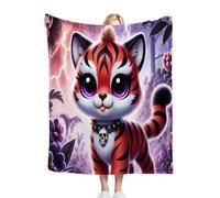 Fotmung Couverture en Flanelle Polaire Tigre Brun, 130x150 Pratique pour Le Canapé Angle, Accessoire Élégant pour la Salle de Séjour, Léger et Respirant, Utilisable Quatre Saisons R380