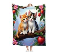 Fotmung Couverture Plush Flanelle Animal Chat, 150x200 cm Couverture pour Les Voyages Courts, Décoration pour Les Petites Appartements, Lavable en Machine et Durable dans Le Temps C390