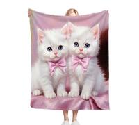 Fotmung Couverture Plush Flanelle Animal Chat, 150x200 cm Couverture pour Les Voyages Courts, Décoration pour Les Petites Appartements, Lavable en Machine et Durable dans Le Temps C400