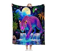 Fotmung Couverture Plush Flanelle Animal Léopard, 150x200 cm Couverture pour Les Voyages Courts, Décoration pour Les Petites Appartements, Lavable en Machine et Durable dans Le Temps C392