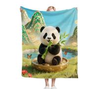 Fotmung Couverture Plush Flanelle Animal Panda, 150x200 cm Couverture pour Les Voyages Courts, Décoration pour Les Petites Appartements, Lavable en Machine et Durable dans Le Temps E10
