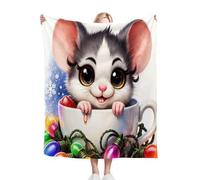 Fotmung Couverture Plush Flanelle Souris Tasse, 150x200 cm Couverture pour Les Voyages Courts, Décoration pour Les Petites Appartements, Lavable en Machine et Durable dans Le Temps R344