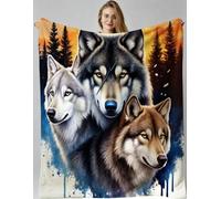 Fotmung Couverture Plush XXL Loup Forêt 3D, 200x220 cm Pratique pour Le Canapé Grand Format et Chambre Principale, Décoration Élégante pour la Maison, Léger et Facile à Entretenir-F252