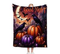 Fotmung Couverture Polaire 220x240 Adulte Corbeau d'halloween, Douce Flanelle Couverture lit 2 Personnes en Microfibre, Légère Plaid Canape Grande Taille pour Adultes Enfants B38