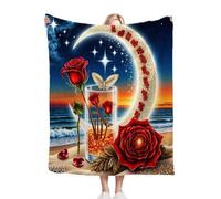 Fotmung Couverture Polaire 220x240 Adulte Fleur Rouge, Douce Flanelle Couverture lit 2 Personnes en Microfibre, Légère Plaid Canape Grande Taille pour Adultes Enfants B92
