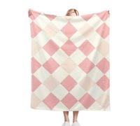 Fotmung Couverture Polaire Carrés Roses, Taille 240x260 cm Pratique pour Le Salon et la Chambre, Accessoire de Décoration Polyvalent, Lavable en Machine et Facile à Entretenir E36