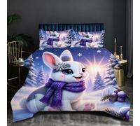 Fotmung Ensemble Lit Complet 160x200 cm Lapin Coloré, Housse en Microfibre Imprimée et Duvet Coton 4 Saisons, Comprend 2 Taies, Excellence et Qualité Supérieure, Chaud et Respirant N74