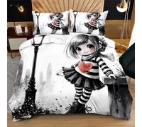 Fotmung Housse de Couette 140x200 cm RéVerbèRe Gris, Ensemble 3 Pièces en Microfibre Doux, Lavable en Machine et Séchage Rapide, Imprimé 3D Design Unique pour Déco Chambre Junior R210